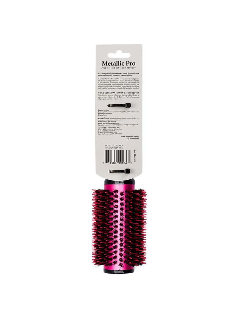 Escova de cabelo proart profissional metallic pro rosa