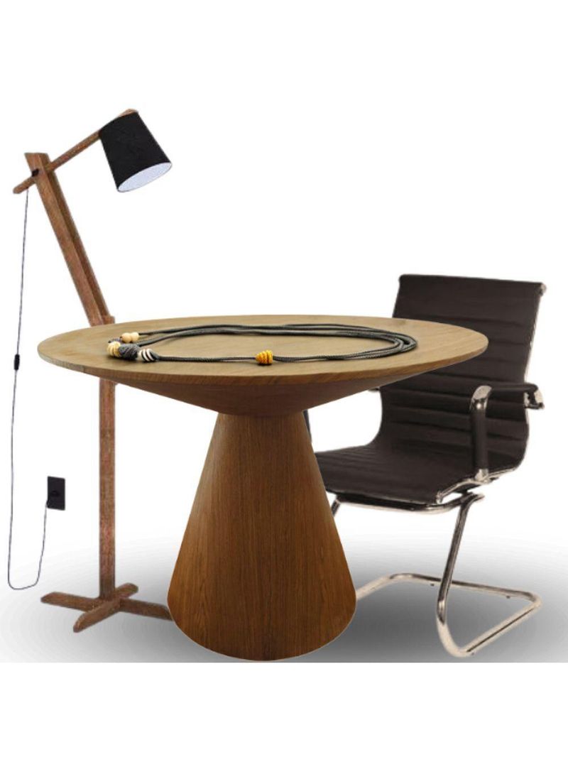 Mesa De Jantar Eclipse Cone Redonda 130cm Em Freijo