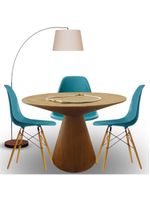 Mesa De Jantar Eclipse Cone Redonda 130cm Em Freijo