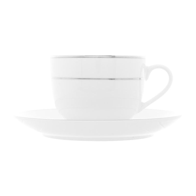 6 xícaras de chá wolff de porcelana com pires branco 220ml