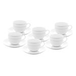 6 xícaras de chá wolff de porcelana com pires branco 220ml