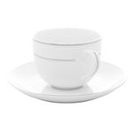 6 xícaras de chá wolff de porcelana com pires branco 220ml