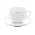 6 xícaras de chá wolff de porcelana com pires branco 220ml