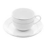 6 xícaras de chá wolff de porcelana com pires branco 220ml