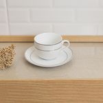 6 xícaras de chá wolff de porcelana com pires branco 220ml