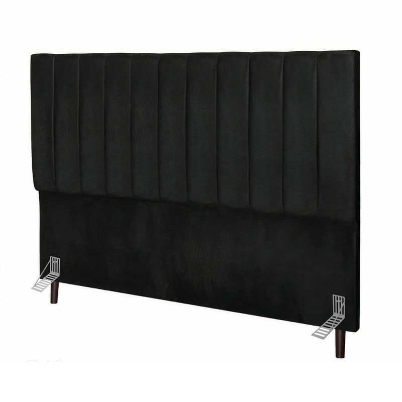 Cabeceira Estofada Cama Solteiro 90 Cm Esther Veludo E Frame Cor:preto