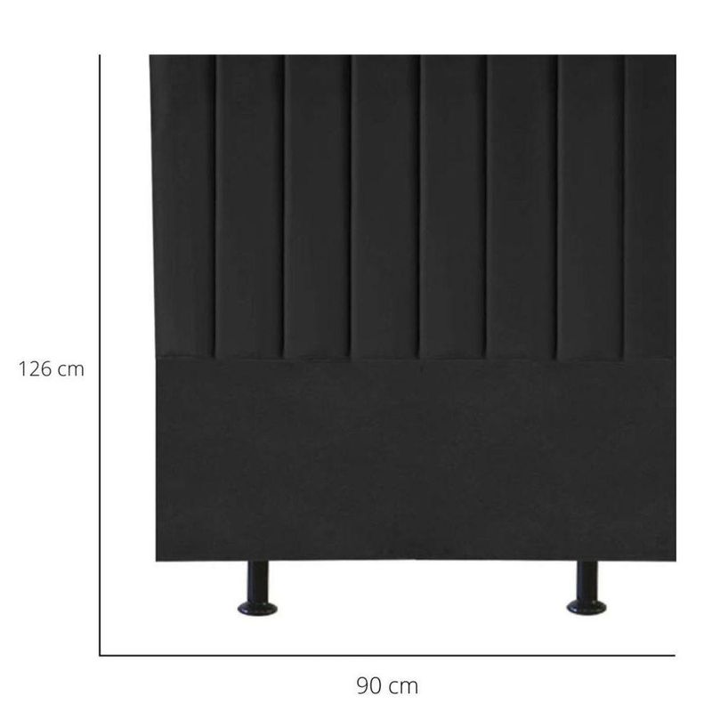 Cabeceira Estofada Cama Solteiro 90 Cm Esther Veludo E Frame Cor:preto