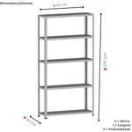 Estante De Estrutura Metálica Com 5 Prateleiras 175cm(a)92acm(l)30cm(p) Sem Reforço Cinza