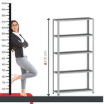 Estante De Estrutura Metálica Com 5 Prateleiras 175cm(a)92acm(l)30cm(p) Sem Reforço Cinza