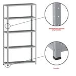 Estante De Estrutura Metálica Com 5 Prateleiras 175cm(a)92acm(l)30cm(p) Sem Reforço Cinza