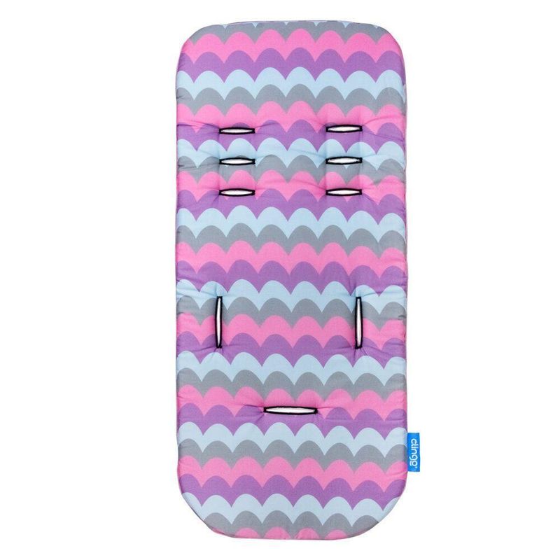 Almofada Para Carrinho Memory Foam Reversível Clingo - Waves Pink