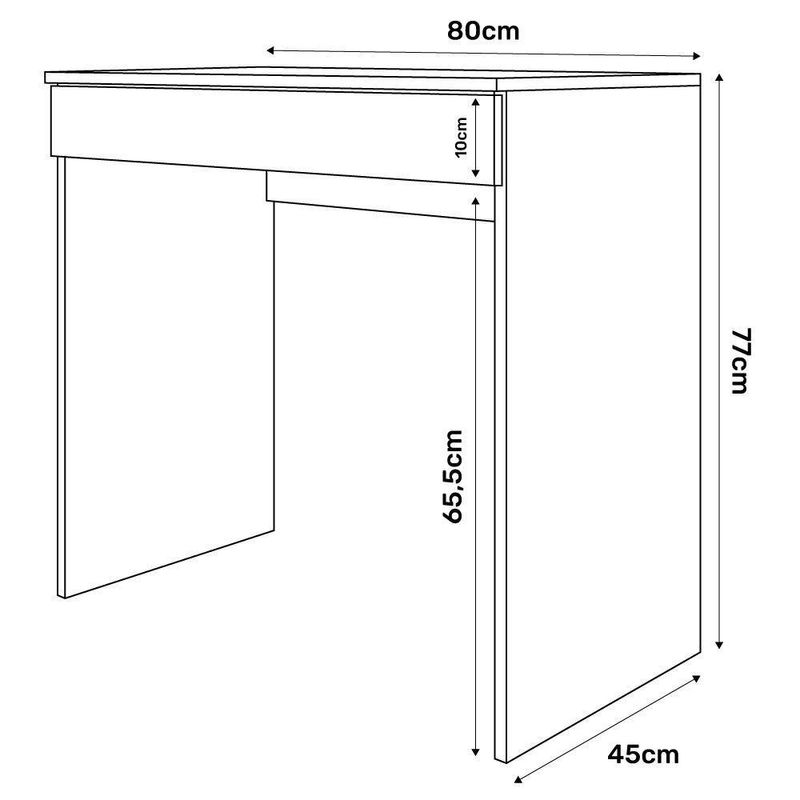 Escrivaninha Retangular Loft Minimalista 1 Gaveta MDF 80CM Preto