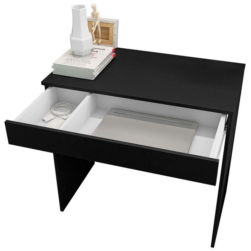 Escrivaninha Retangular Loft Minimalista 1 Gaveta MDF 80CM Preto