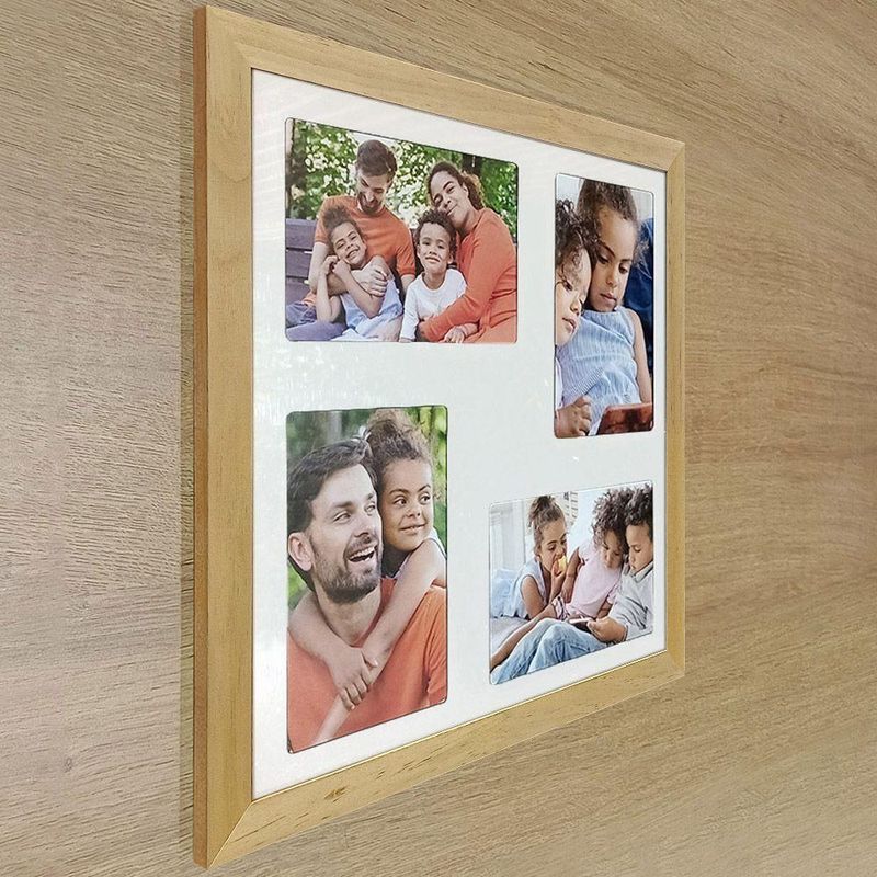 Quadro Multifotos 4 Fotos 10X15 Paspatur 30X30CM Quadrado Branco Mastertel