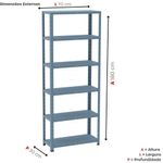 Estante De Estrutura Metálica Com 6 Prateleiras 175cm(a) Com Reforço Azul Delrei