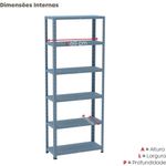 Estante De Estrutura Metálica Com 6 Prateleiras 175cm(a) Com Reforço Azul Delrei