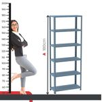 Estante De Estrutura Metálica Com 6 Prateleiras 175cm(a) Com Reforço Azul Delrei