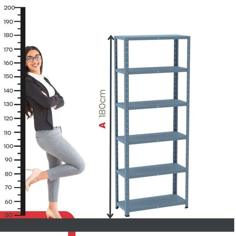 Estante De Estrutura Metálica Com 6 Prateleiras 175cm(a) Com Reforço Azul Delrei