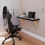 Mesa de Trabalho Retangular Mesatrabalho Escritorio Prateleiras Madeira Natural Vertical MDF 35CM