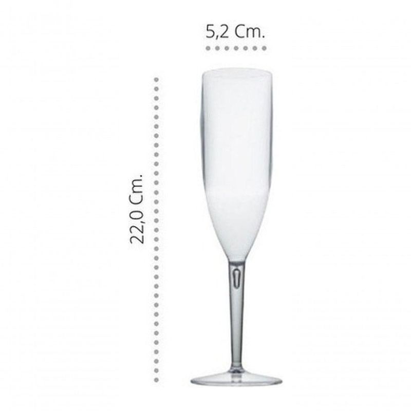 Taça para Champanhe Acrílica 180ML Kit com 10 Unidades Transparente Higipack