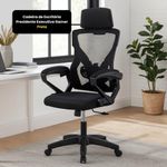 Cadeira de Escritório Presidente Executiva Gamer Tela Mesh Base Giratória Preto