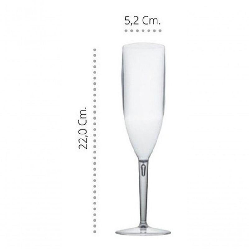 Taça para Champanhe Acrílica 180ML Kit 10 Unidades Transparente Premium