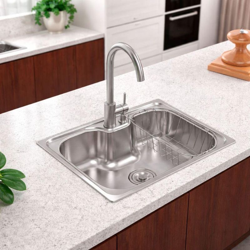 Cuba Para Cozinha Gourmet Aço Inox 50x40 Cm Com Cesto E Dosador Tuizi