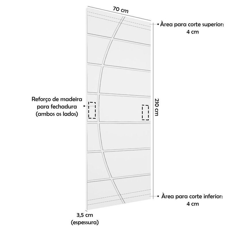 Porta Frisada R20c MDF 210x70CM para Uso Interno Pintado Imbuia