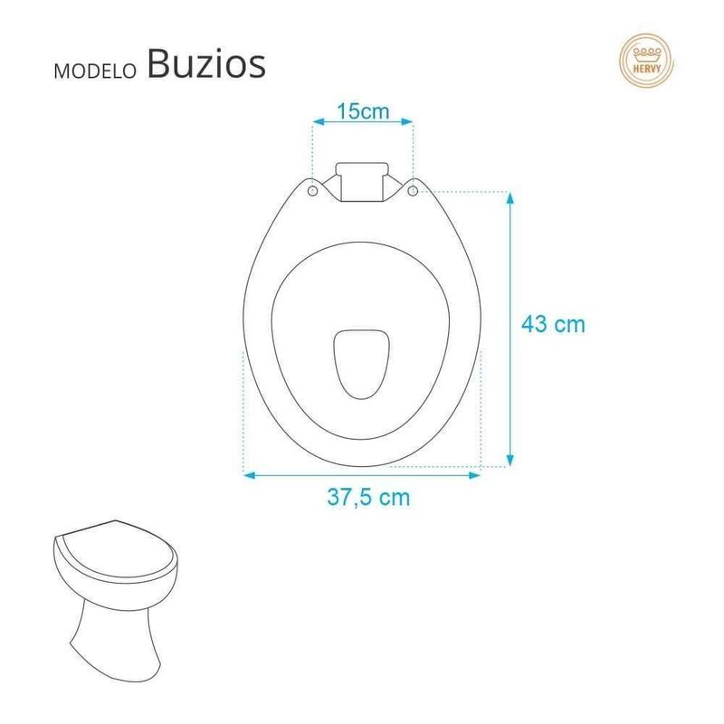 Assento Sanitário Búzios para Vaso Hervy Convencional Polipropileno Fechamento Suave Branco