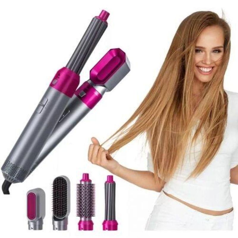 Escova Elétrica 5 em 1 Secadora Chapinha Modelador de Cachos Tecnologia Iônica 360°