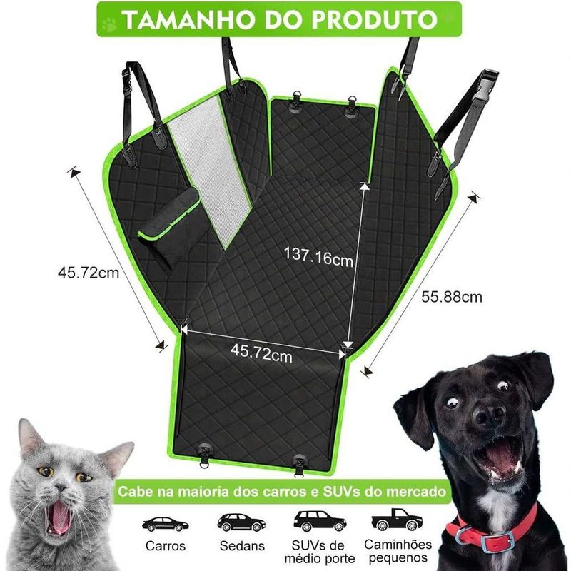 Capa Protetora Banco Traseiro Pet 4 Em 1 Para Cães E Gatos Impermeável E Anti riscos Passagem Cinto