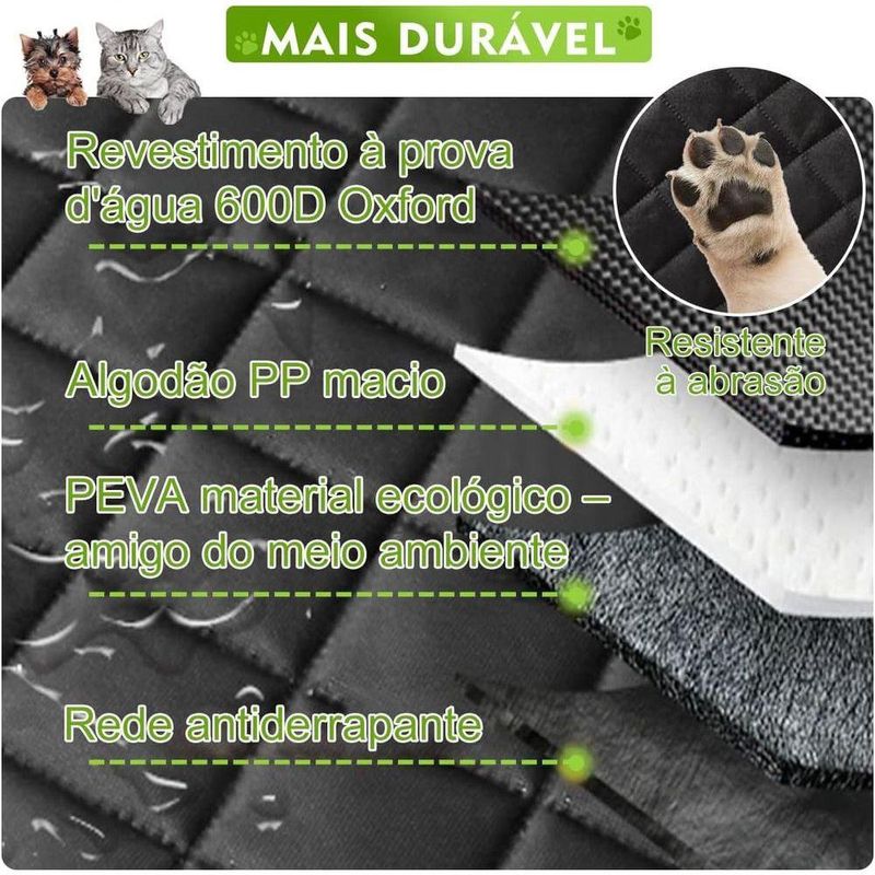 Capa Protetora Banco Traseiro Pet 4 Em 1 Para Cães E Gatos Impermeável E Anti riscos Passagem Cinto