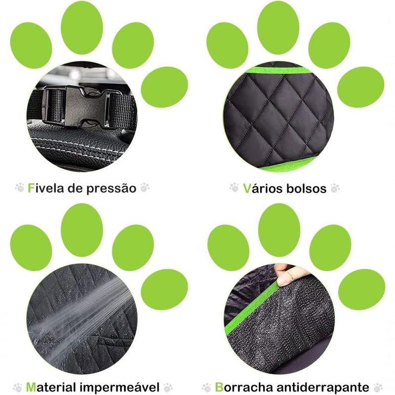 Capa Protetora Banco Traseiro Pet 4 Em 1 Para Cães E Gatos Impermeável E Anti riscos Passagem Cinto
