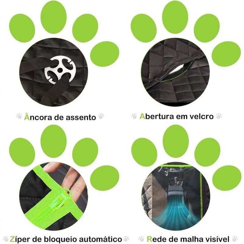 Capa Protetora Banco Traseiro Pet 4 Em 1 Para Cães E Gatos Impermeável E Anti riscos Passagem Cinto