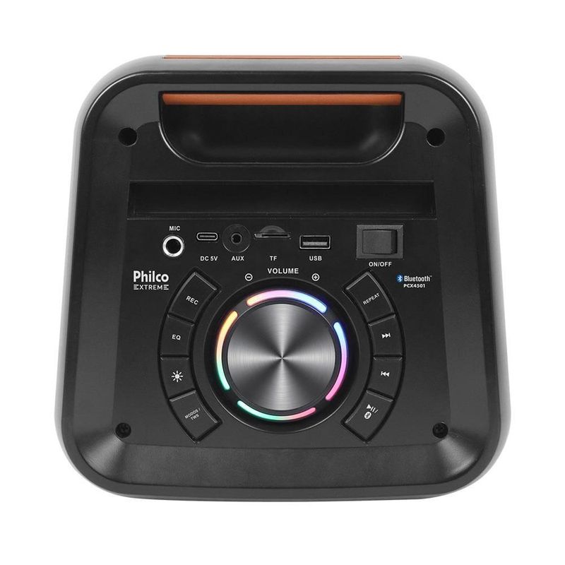 Caixa de som amplificada philco pcx4501 com bluetooth, entrada usb e flash light - 350w