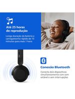 Fone de ouvido philips tah2209bk/00 headphone bluetooth 25h bateria dobrável preto