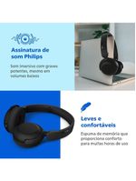 Fone de ouvido philips tah2209bk/00 headphone bluetooth 25h bateria dobrável preto