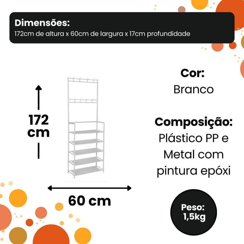 Prateleira Organizadora 5 Níveis P/ Calçados E Roupas Branca