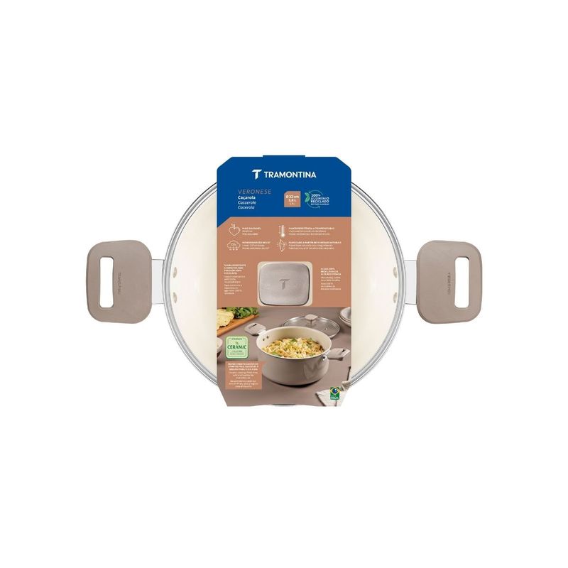 Caçarola Tramontina Veronese Alumínio e Cerâmica Bege 22cm 3,6 L