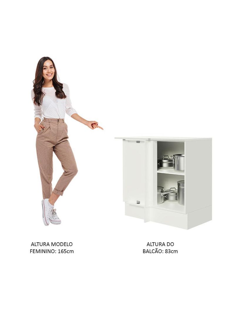 Balcão de canto 100% mdf com tampo smart madesa