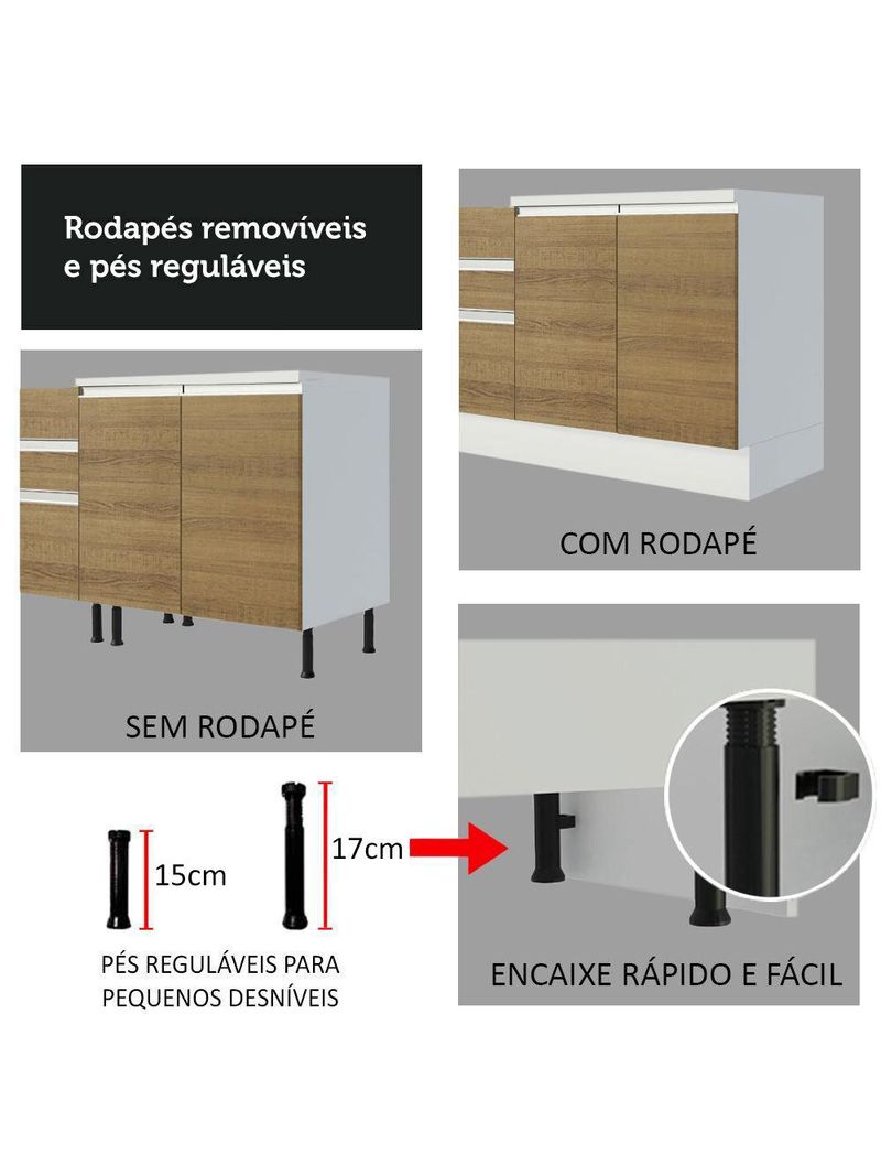 Balcão de canto 100% mdf com tampo smart madesa