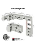 Armário de cozinha completa de canto suspenso 465cm cinza nice madesa 07
