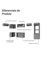 Armário de cozinha completa de canto suspenso 465cm cinza nice madesa 07