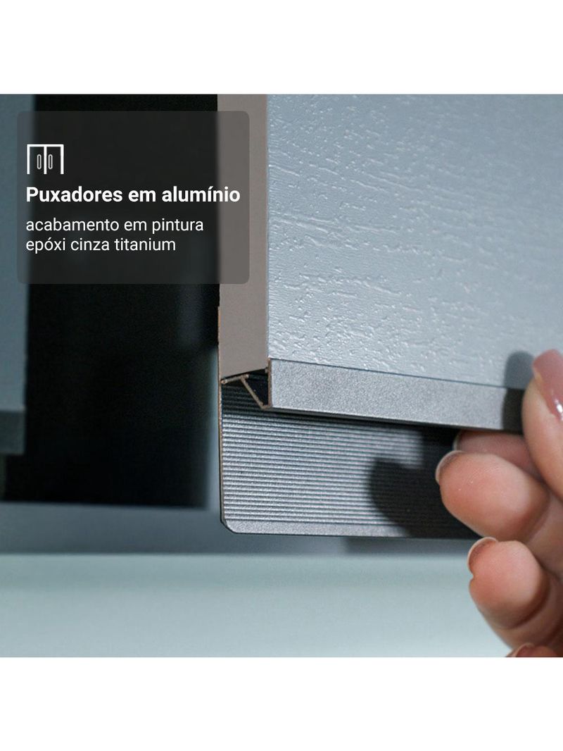 Armário de cozinha completa de canto suspenso 465cm cinza nice madesa 07
