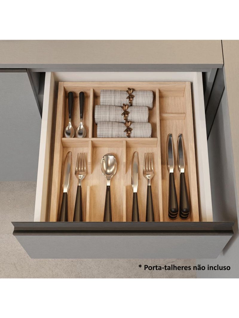 Armário de cozinha completa de canto suspenso 465cm cinza nice madesa 07