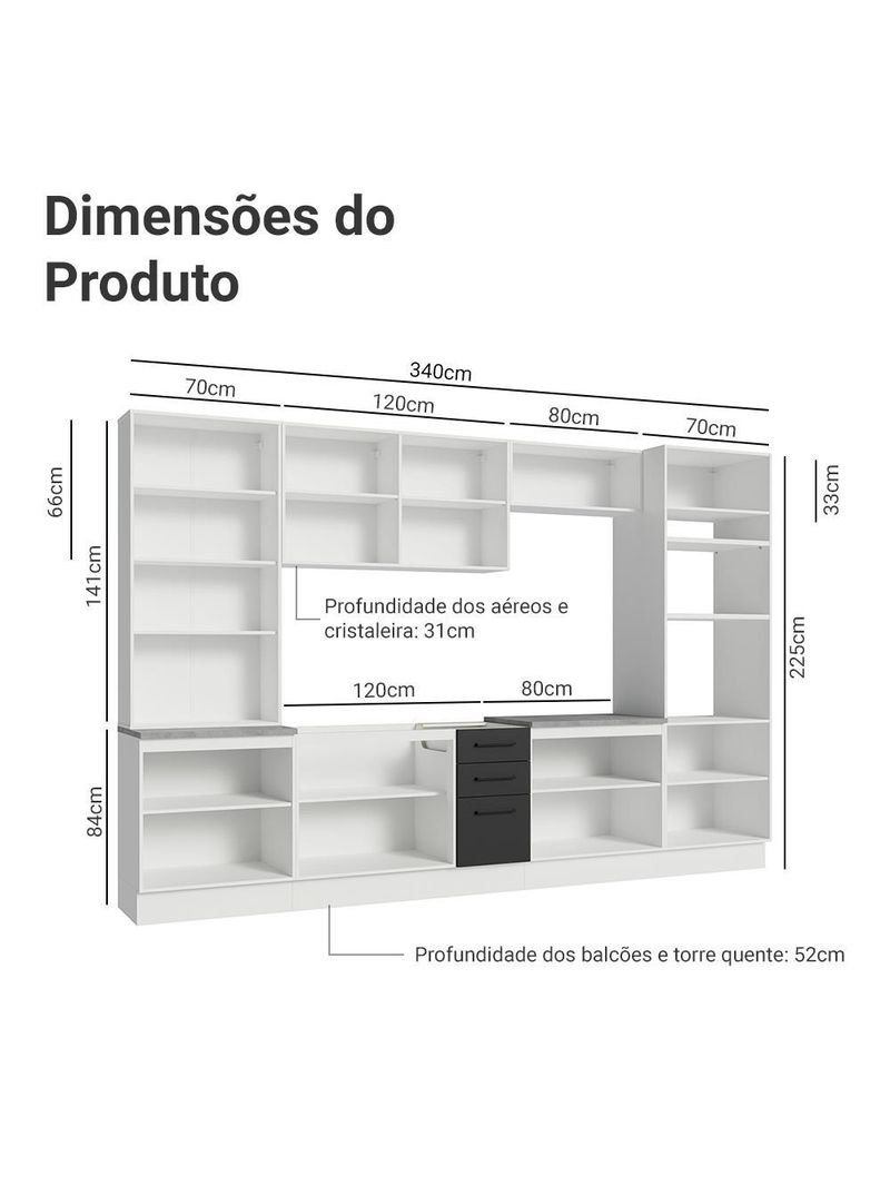 Armário de cozinha completa 340cm agata madesa 01
