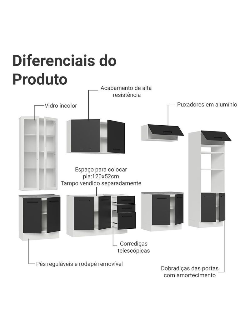 Armário de cozinha completa 340cm agata madesa 01