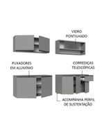 Armário de cozinha completa suspenso 240cm cinza nice madesa 04