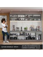 Armário de cozinha completa suspenso 240cm cinza nice madesa 04