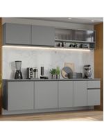 Armário de cozinha completa suspenso 240cm cinza nice madesa 04
